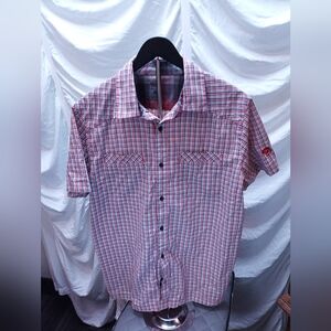 Mountain Hardwear Men's Red & White Check Short-Sleeve Button-Down
